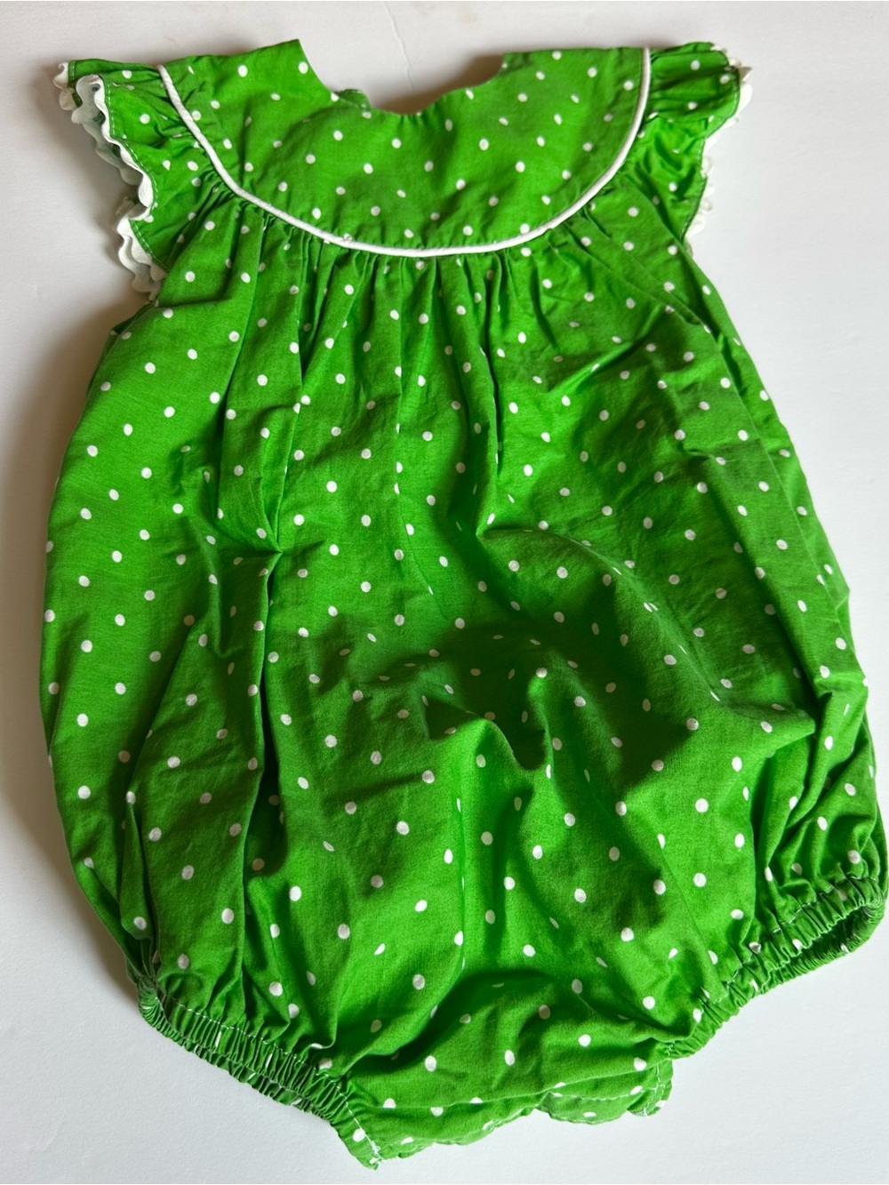 Southern Sunshine kids Green Polka Dot Baby Romper 12M